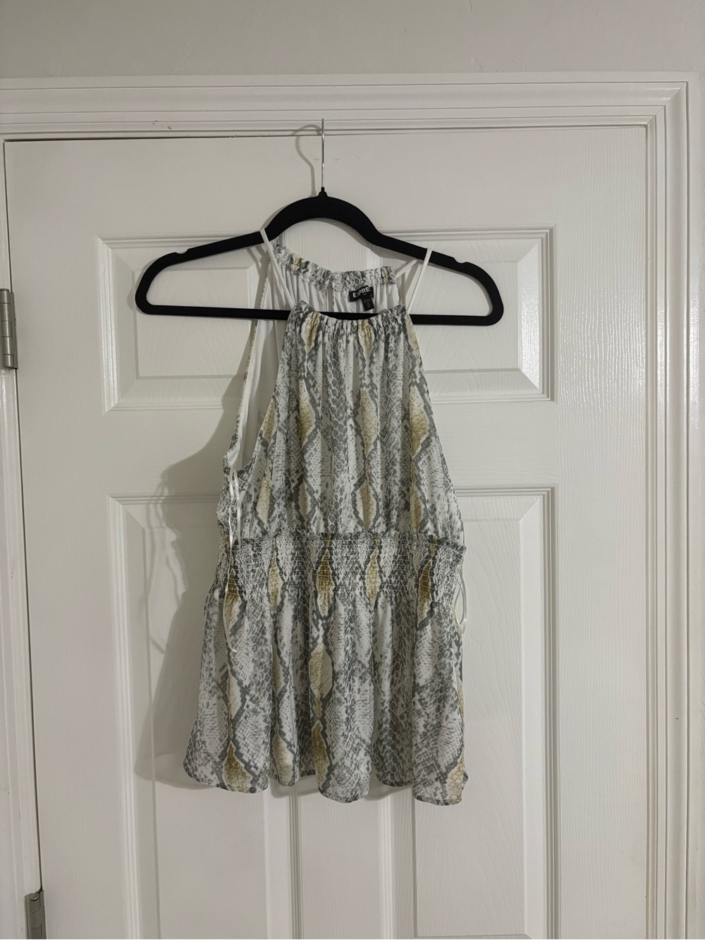 Express Snake Print Halter Camisole - White, Gray, Yellow